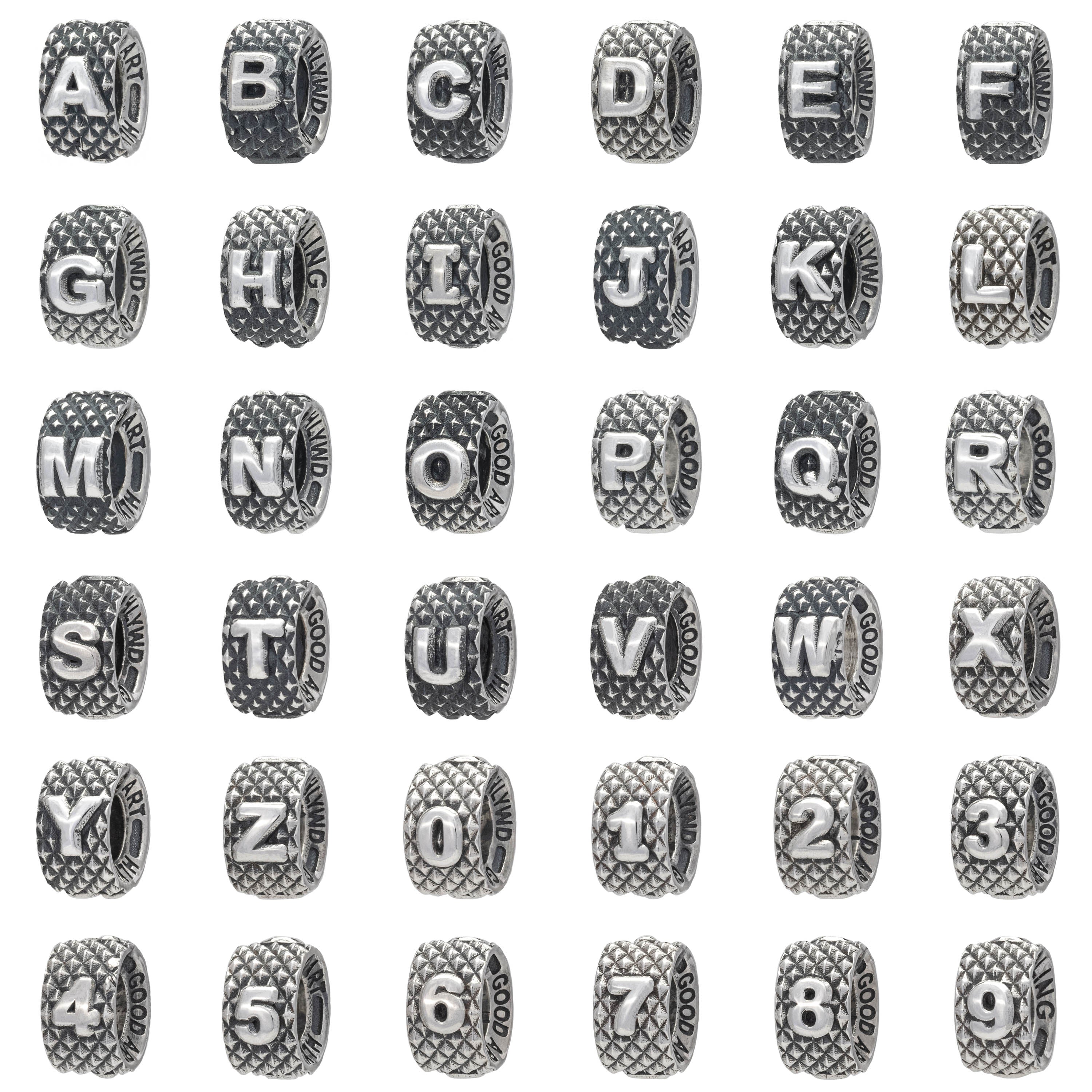 This is a photo of all the abc rondels and the numbers we offer.