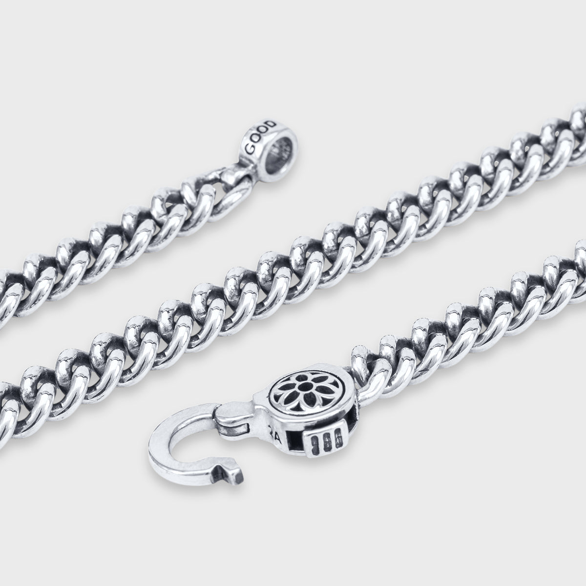 Curb Chain #6 Bracelet w/Clip 9 - Sterling Silver. - Good Art