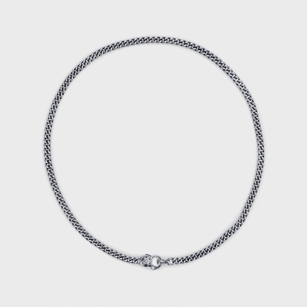 Curb Chain Necklace | White Diamonds - AA