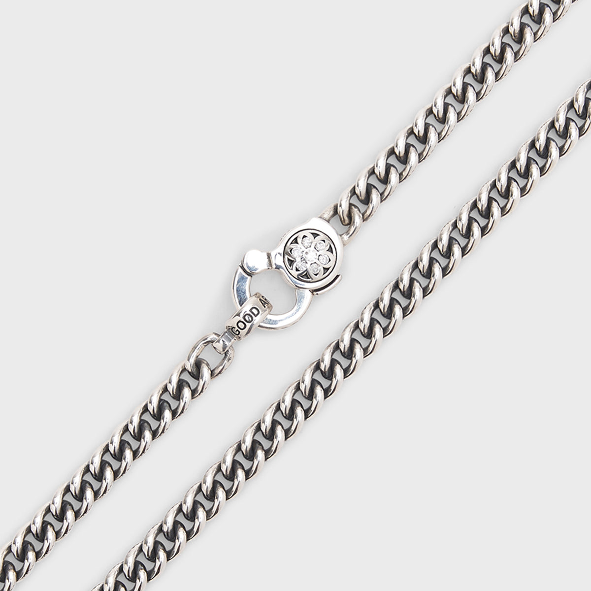 Curb Chain Necklace | White Diamonds - AA